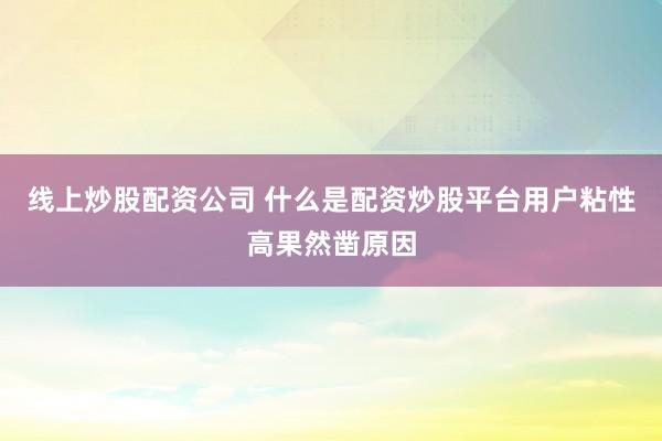 线上炒股配资公司 什么是配资炒股平台用户粘性高果然凿原因