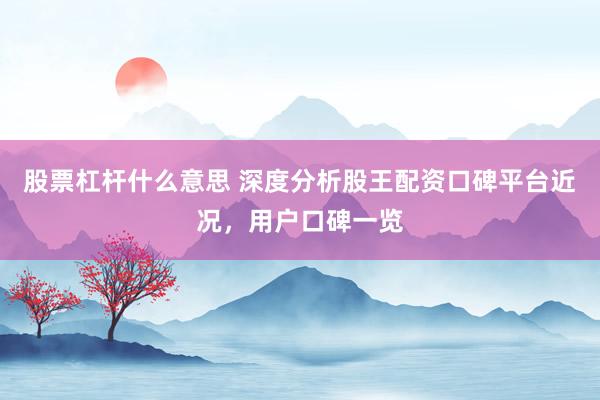 股票杠杆什么意思 深度分析股王配资口碑平台近况，用户口碑一览