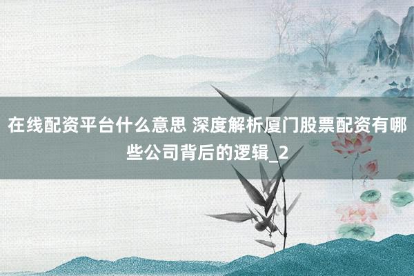 在线配资平台什么意思 深度解析厦门股票配资有哪些公司背后的逻辑_2