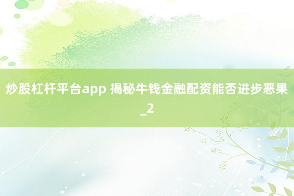 炒股杠杆平台app 揭秘牛钱金融配资能否进步恶果_2