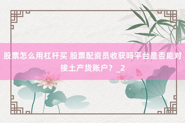 股票怎么用杠杆买 股票配资员收获吗平台是否能对接土产货账户？_2
