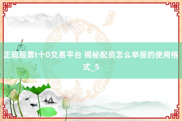 正规股票t十0交易平台 揭秘配资怎么举报的使用格式_5