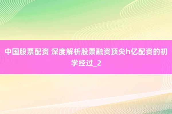中国股票配资 深度解析股票融资顶尖h亿配资的初学经过_2