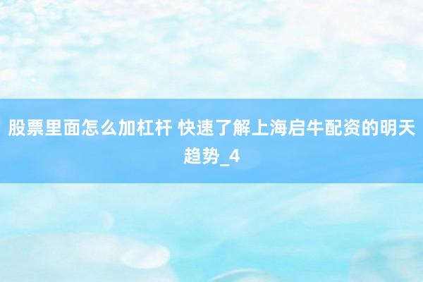 股票里面怎么加杠杆 快速了解上海启牛配资的明天趋势_4