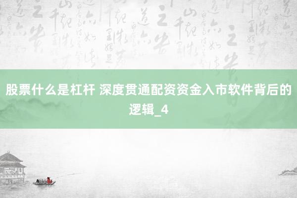 股票什么是杠杆 深度贯通配资资金入市软件背后的逻辑_4