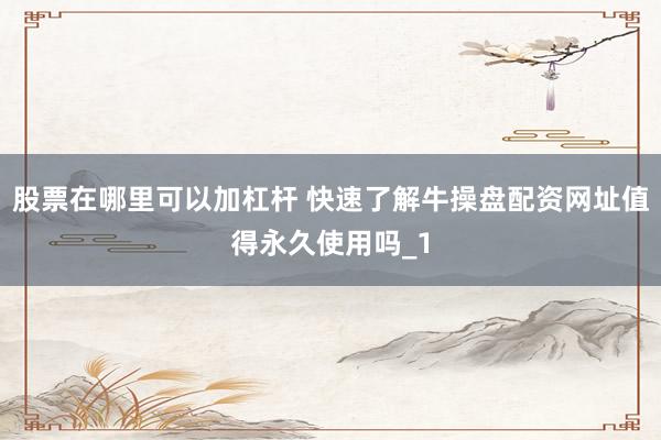 股票在哪里可以加杠杆 快速了解牛操盘配资网址值得永久使用吗_1