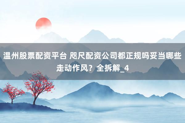 温州股票配资平台 咫尺配资公司都正规吗妥当哪些走动作风？全拆解_4