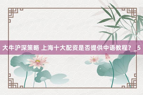 大牛沪深策略 上海十大配资是否提供中语教程？_5