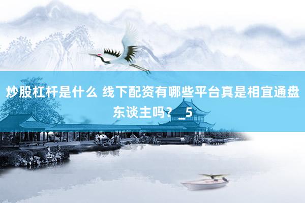 炒股杠杆是什么 线下配资有哪些平台真是相宜通盘东谈主吗？_5