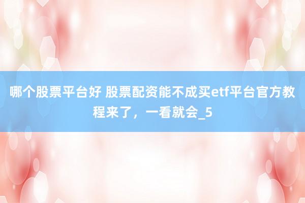哪个股票平台好 股票配资能不成买etf平台官方教程来了，一看就会_5