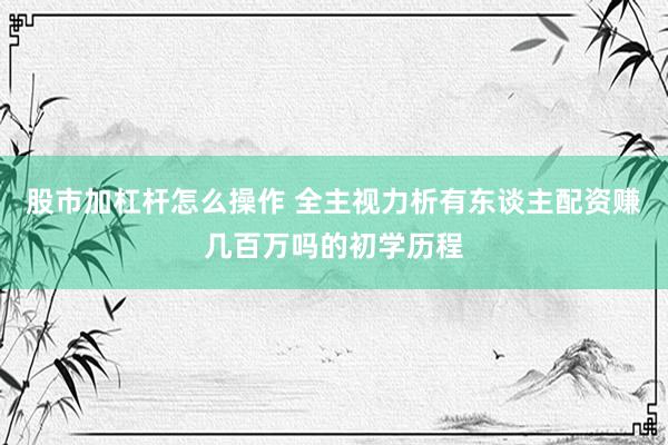 股市加杠杆怎么操作 全主视力析有东谈主配资赚几百万吗的初学历程