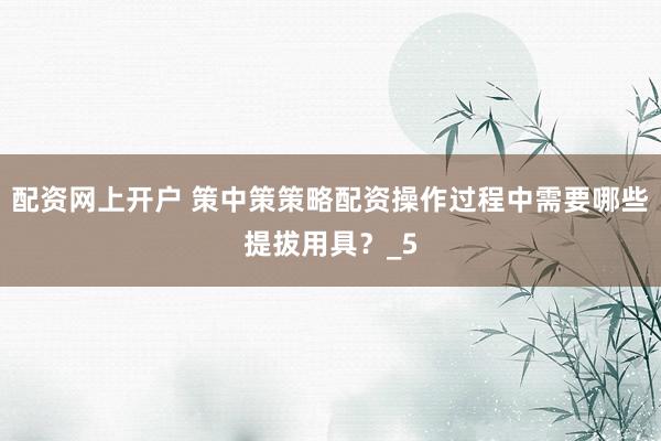 配资网上开户 策中策策略配资操作过程中需要哪些提拔用具？_5