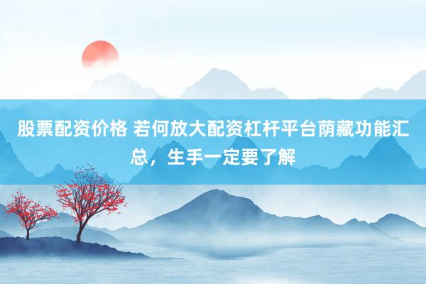股票配资价格 若何放大配资杠杆平台荫藏功能汇总，生手一定要了解