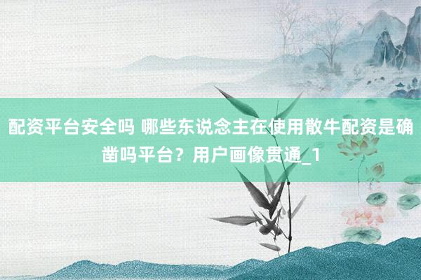 配资平台安全吗 哪些东说念主在使用散牛配资是确凿吗平台？用户画像贯通_1