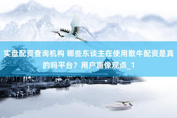 实盘配资查询机构 哪些东谈主在使用散牛配资是真的吗平台？用户画像观点_1