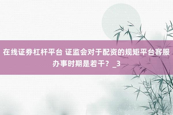 在线证劵杠杆平台 证监会对于配资的规矩平台客服办事时期是若干？_3