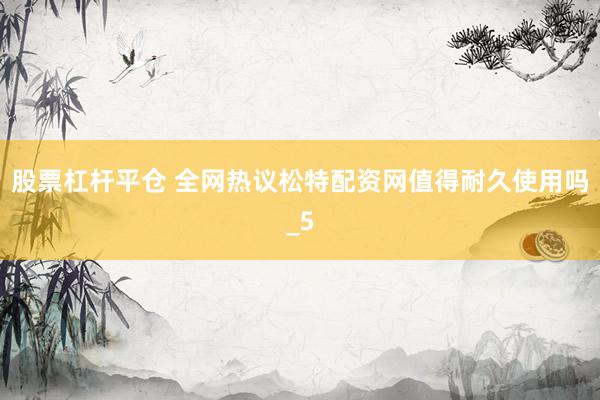 股票杠杆平仓 全网热议松特配资网值得耐久使用吗_5