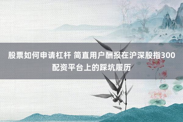 股票如何申请杠杆 简直用户酬报在沪深股指300配资平台上的踩坑履历