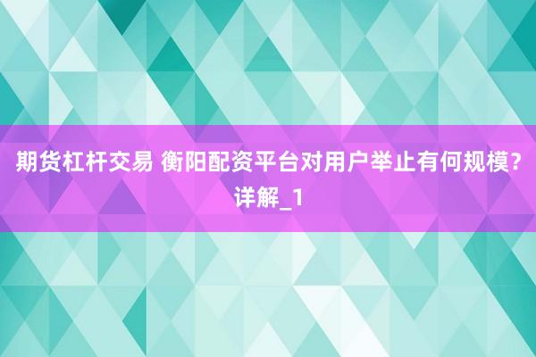 期货杠杆交易 衡阳配资平台对用户举止有何规模？详解_1