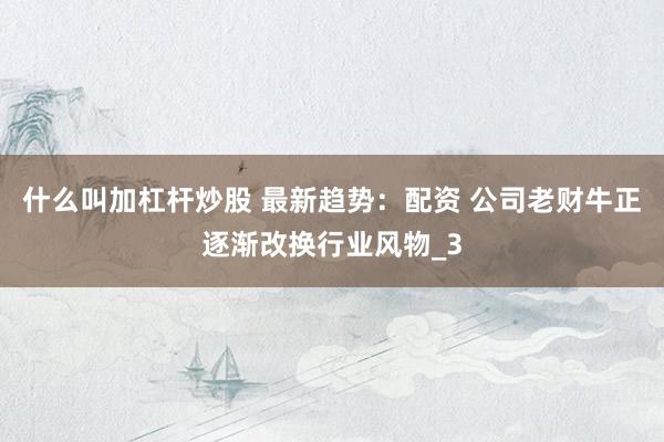 什么叫加杠杆炒股 最新趋势：配资 公司老财牛正逐渐改换行业风物_3