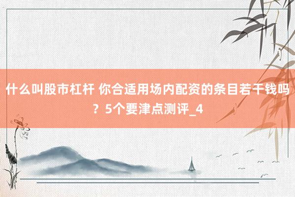 什么叫股市杠杆 你合适用场内配资的条目若干钱吗？5个要津点测评_4