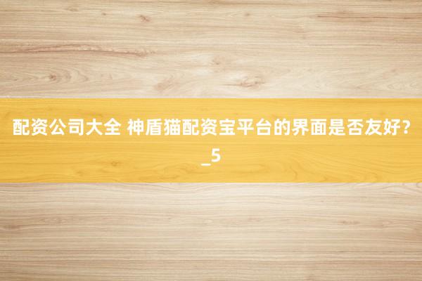 配资公司大全 神盾猫配资宝平台的界面是否友好？_5