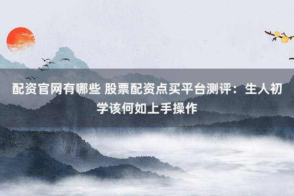 配资官网有哪些 股票配资点买平台测评：生人初学该何如上手操作