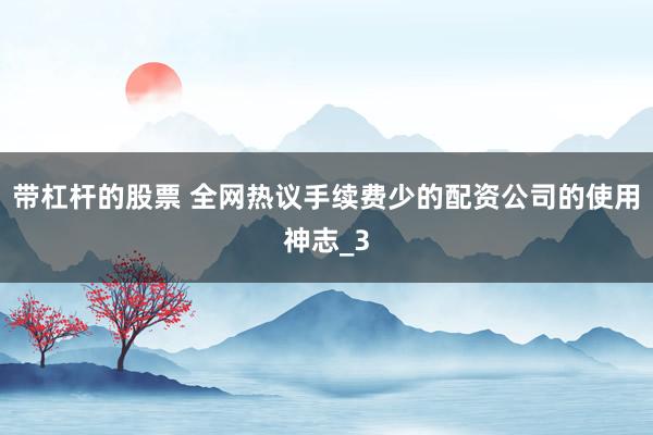 带杠杆的股票 全网热议手续费少的配资公司的使用神志_3