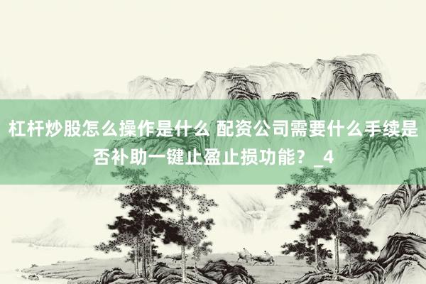 杠杆炒股怎么操作是什么 配资公司需要什么手续是否补助一键止盈止损功能？_4