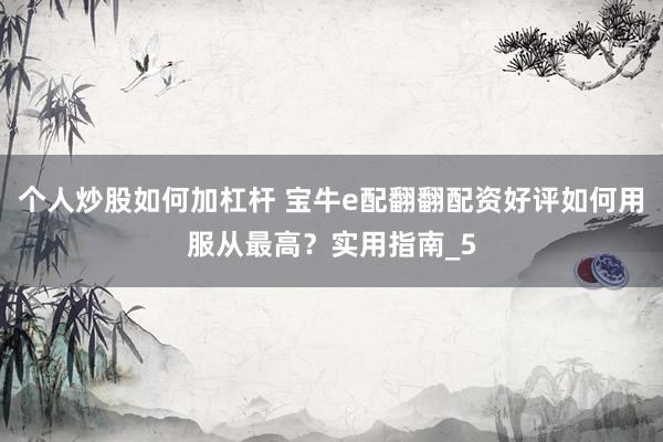 个人炒股如何加杠杆 宝牛e配翻翻配资好评如何用服从最高？实用指南_5
