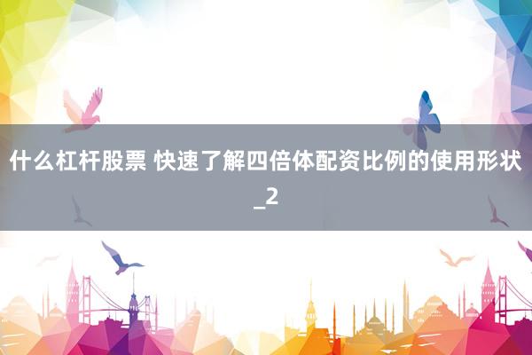 什么杠杆股票 快速了解四倍体配资比例的使用形状_2