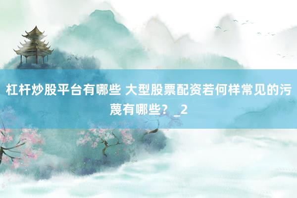 杠杆炒股平台有哪些 大型股票配资若何样常见的污蔑有哪些？_2