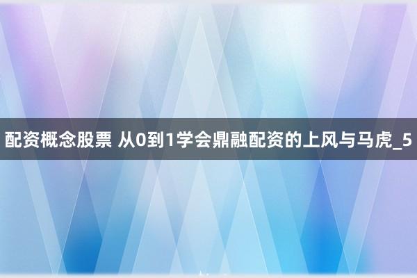 配资概念股票 从0到1学会鼎融配资的上风与马虎_5