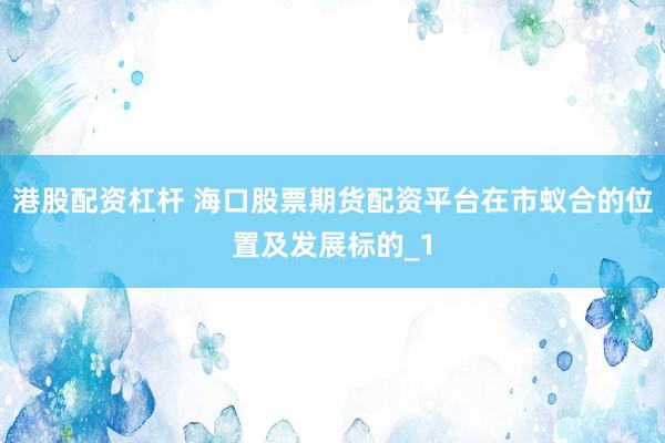 港股配资杠杆 海口股票期货配资平台在市蚁合的位置及发展标的_1