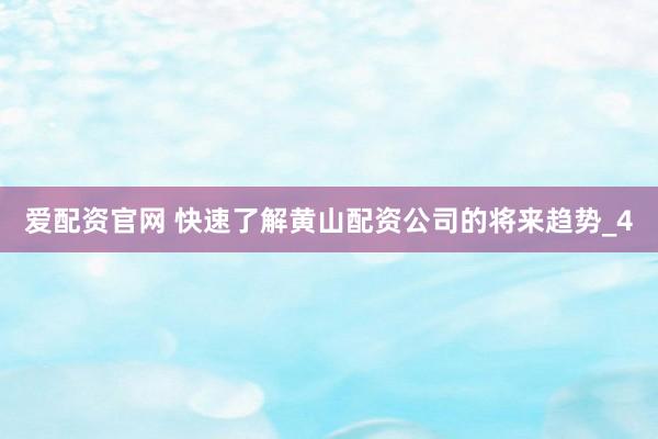 爱配资官网 快速了解黄山配资公司的将来趋势_4