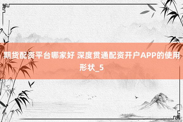 期货配资平台哪家好 深度贯通配资开户APP的使用形状_5