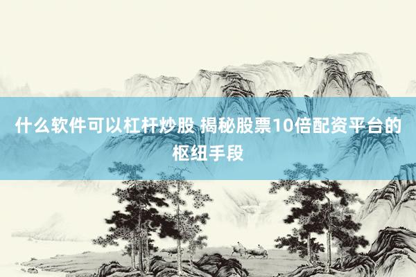 什么软件可以杠杆炒股 揭秘股票10倍配资平台的枢纽手段