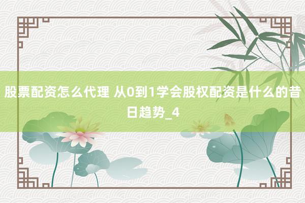 股票配资怎么代理 从0到1学会股权配资是什么的昔日趋势_4