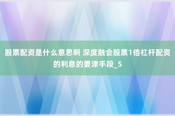 股票配资是什么意思啊 深度融会股票1倍杠杆配资的利息的要津手段_5